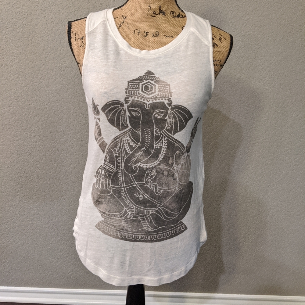 White Ganesh yoga tank top